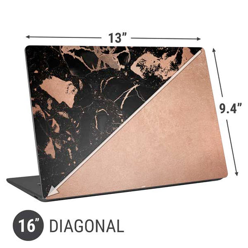 Black and Rose Gold Marble Split Universal Laptop 16in (13 x 9.4in) Skin